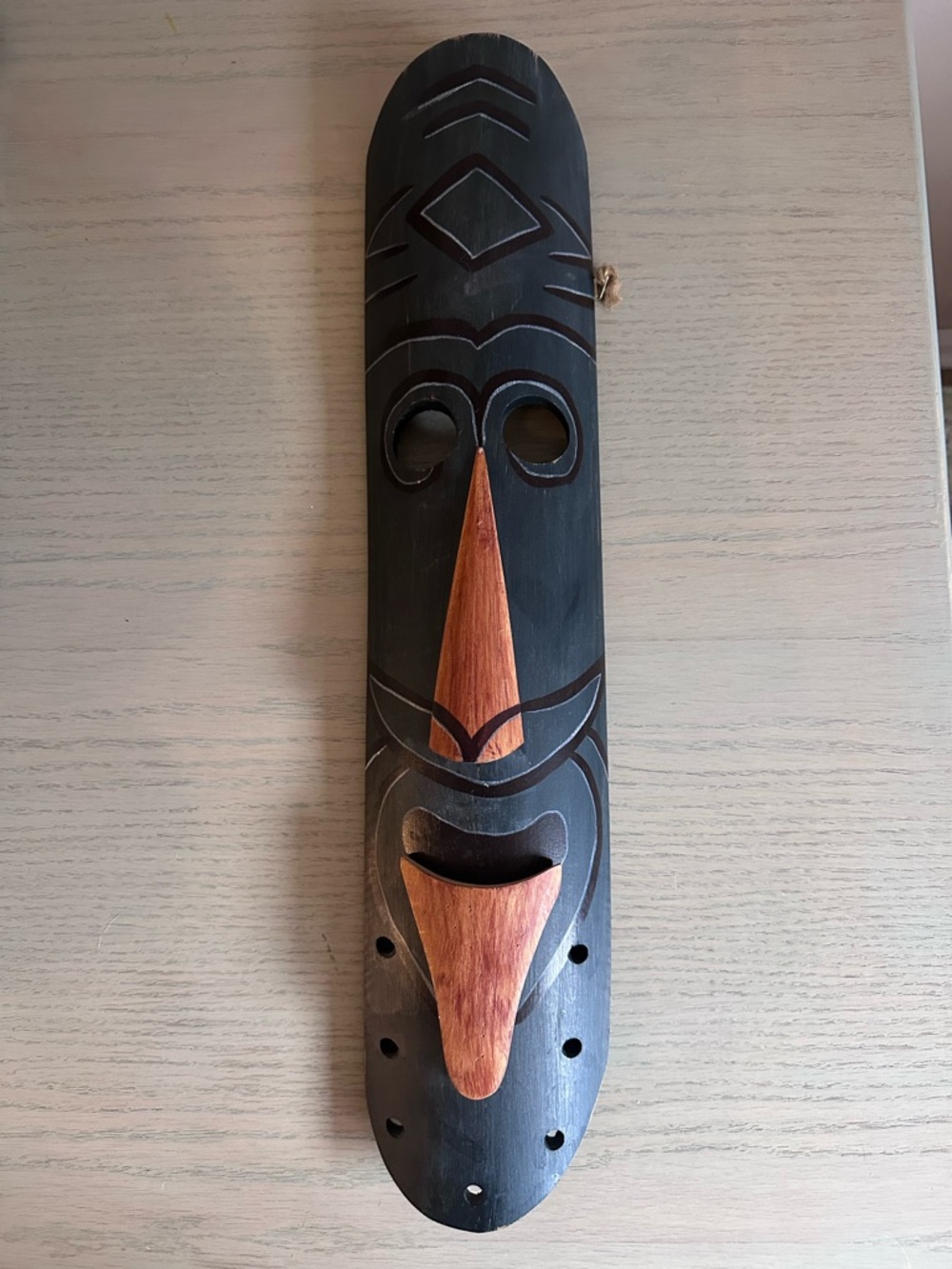 Tribal Wall Mask in Black and Natural Wood